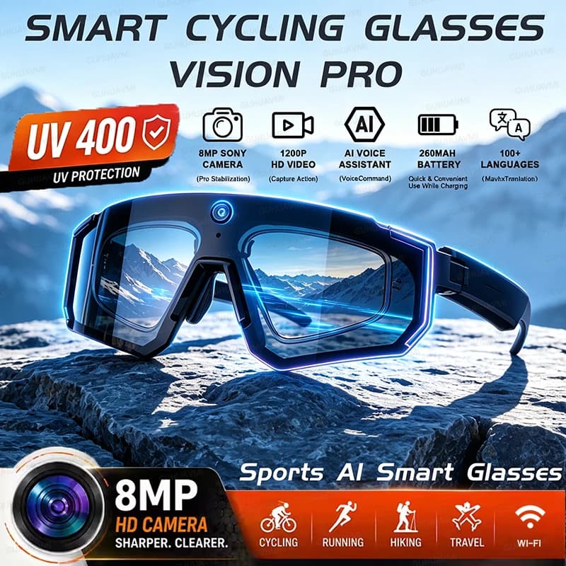 NEW 4K Polarized AI Smart Glasses 800W HD Anti-Shake Camera Video AI Recognition Language Translation Portection Cycling Goggles