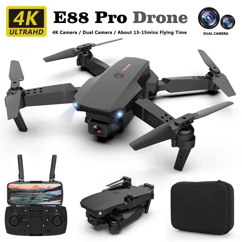 E88pro Drone Professionale Dron Flusso Ottico 4k Doppia Fotocamera Fotografia Aerea Aereo A Quattro Assi RC Quadrotor giocattoli per bambini