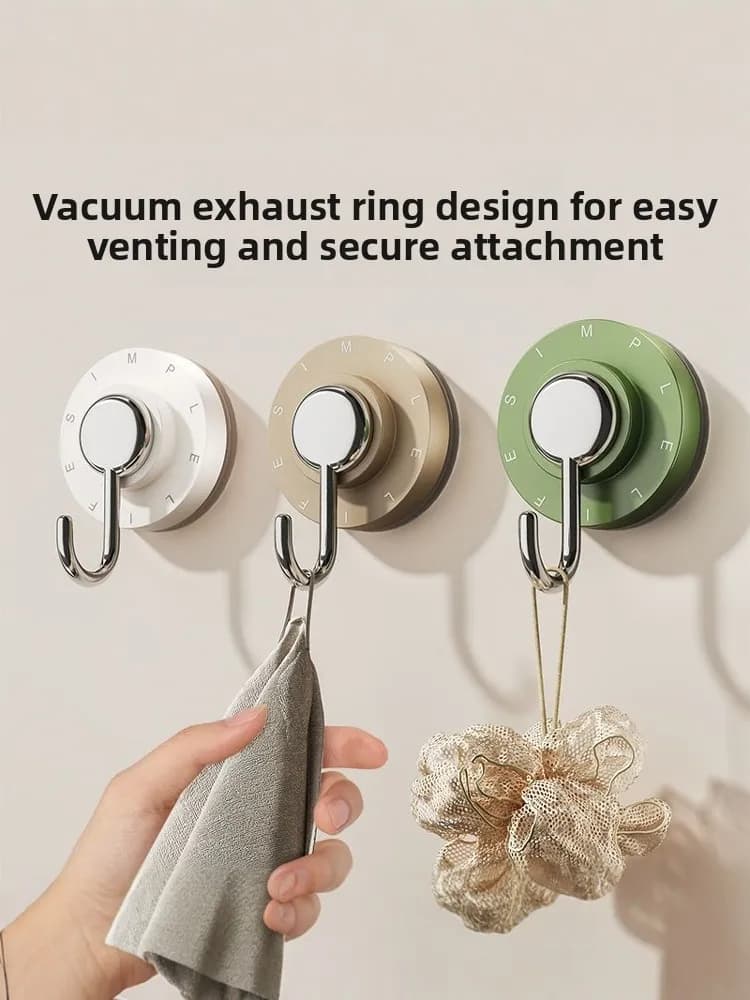 Potente Gancio a Ventosa per Bagno e Cucina, Senza Foratura, Organizzatore Porta Asciugamani, Gancio Adesivo Rotondo in Plastica per Porta del Bagno