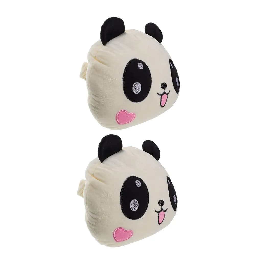2 Pezzi Cuscino Poggiatesta Auto Comodo per Guida e Viaggio, per Donne e Uomini, a Forma di Panda Carino, Morbido Cuscino per Auto
