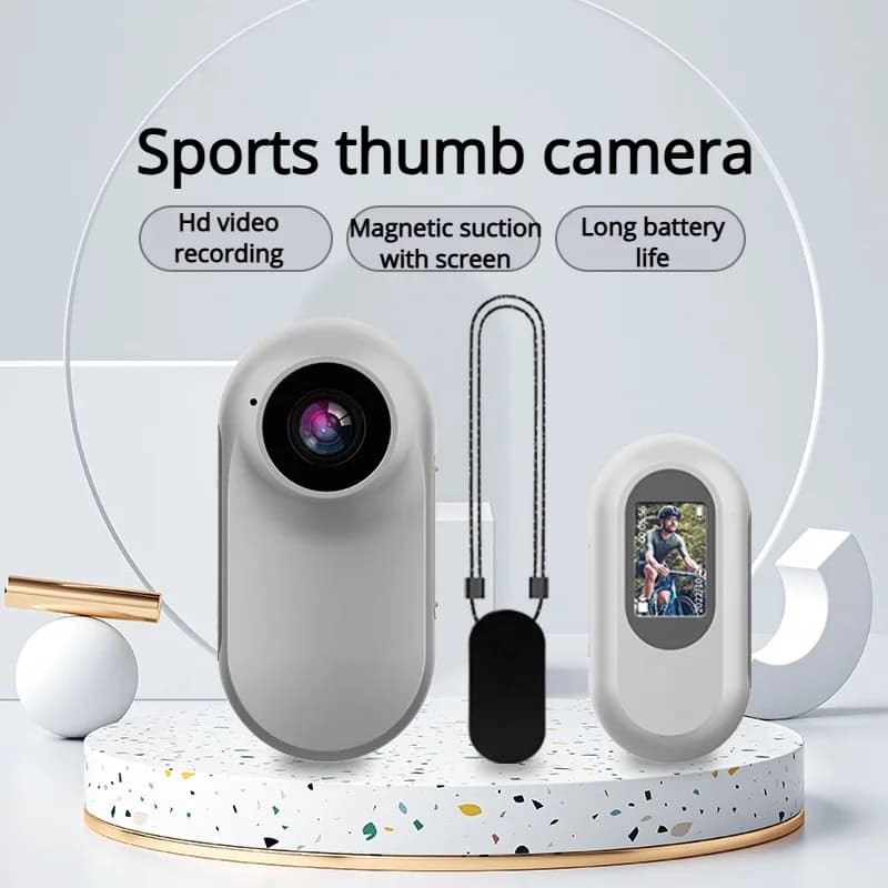 Videocamera per bicicletta Videocamera per pollice per sport all'aria aperta Videocamera con obiettivo grandangolare e clip posteriore con cordino magnetico impermeabile