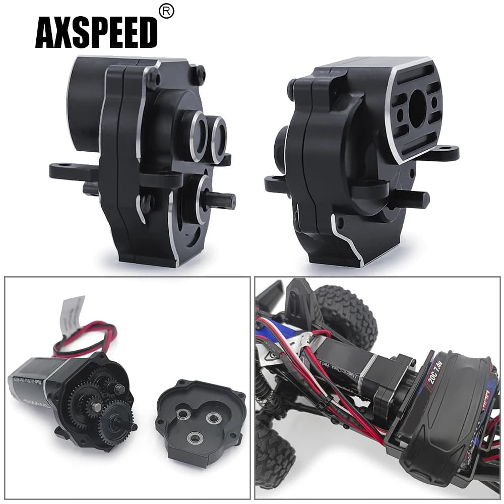 AXSPEED Metal Complete Gearbox Transmission Assembled for TRX4M Bronco Defender 1/18 RC Crawler Car Model Upgrade Parts