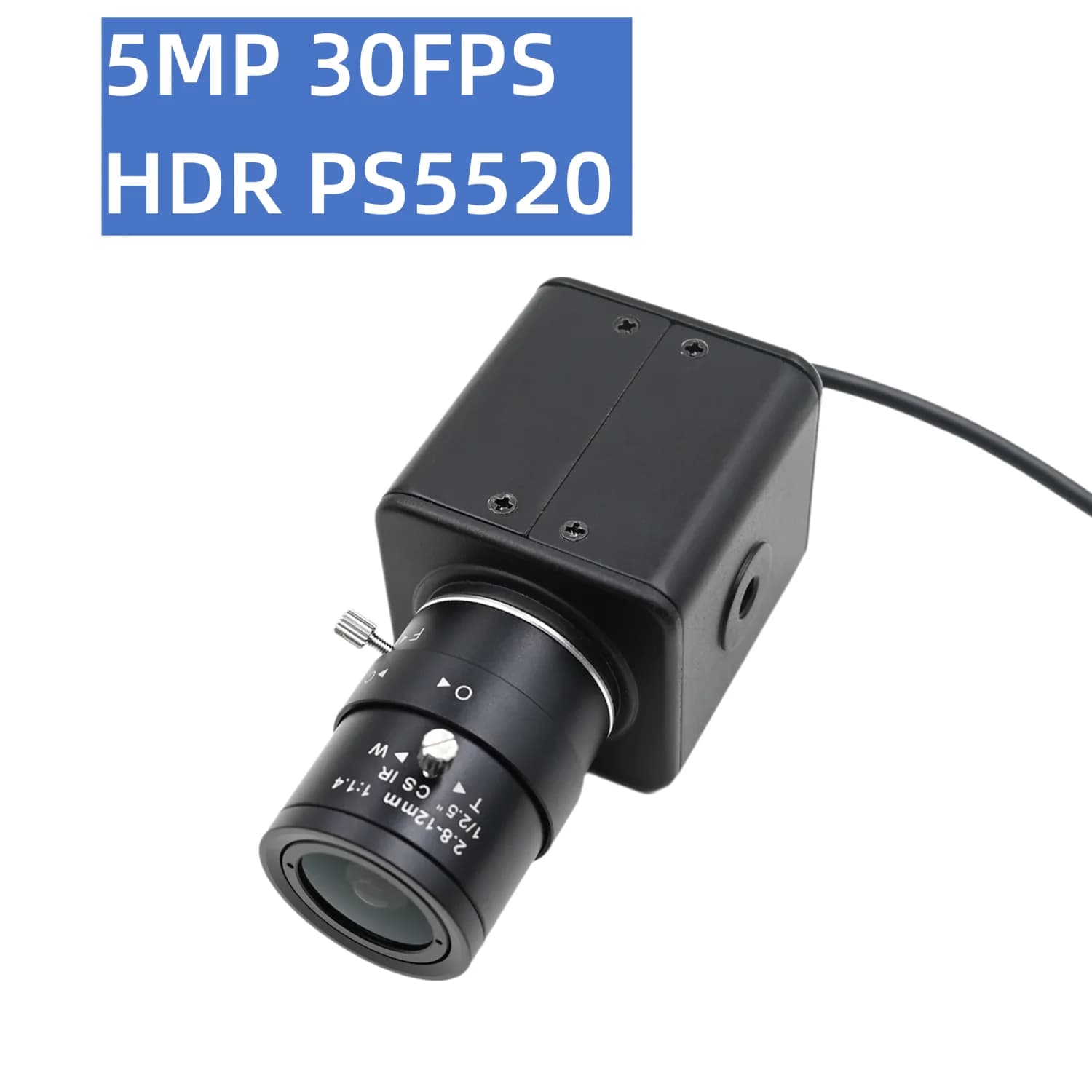 USB HDR camera from 5 MP HD 30FPS, PS5520,2592x1944, for video teaching meetings, free driver, webcam with CS lens varifocal from 2.8-12 mm