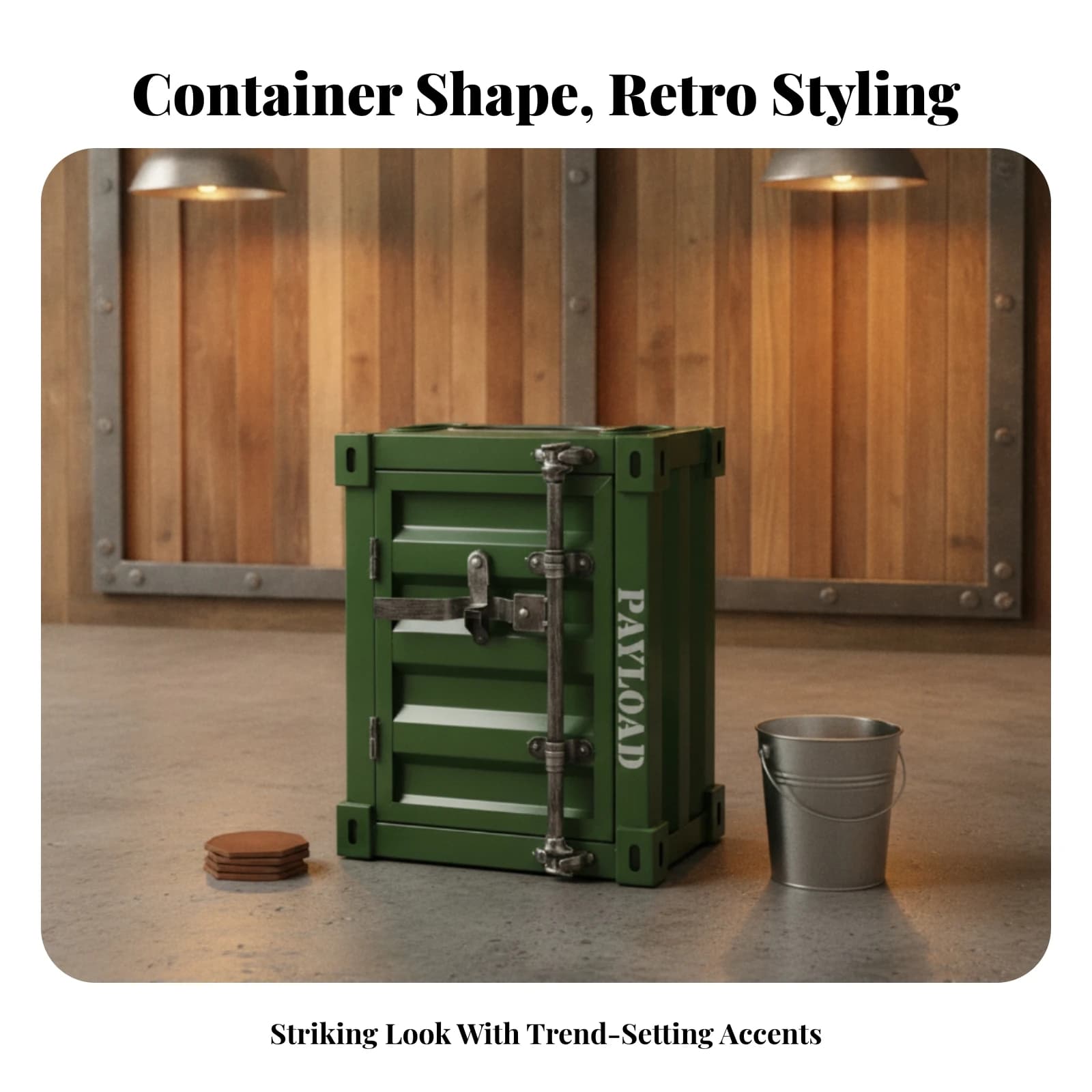 Shipping Container Trash Bin Rust Resistant Metal Garbage Can Outdoor Storage Rodent Proof