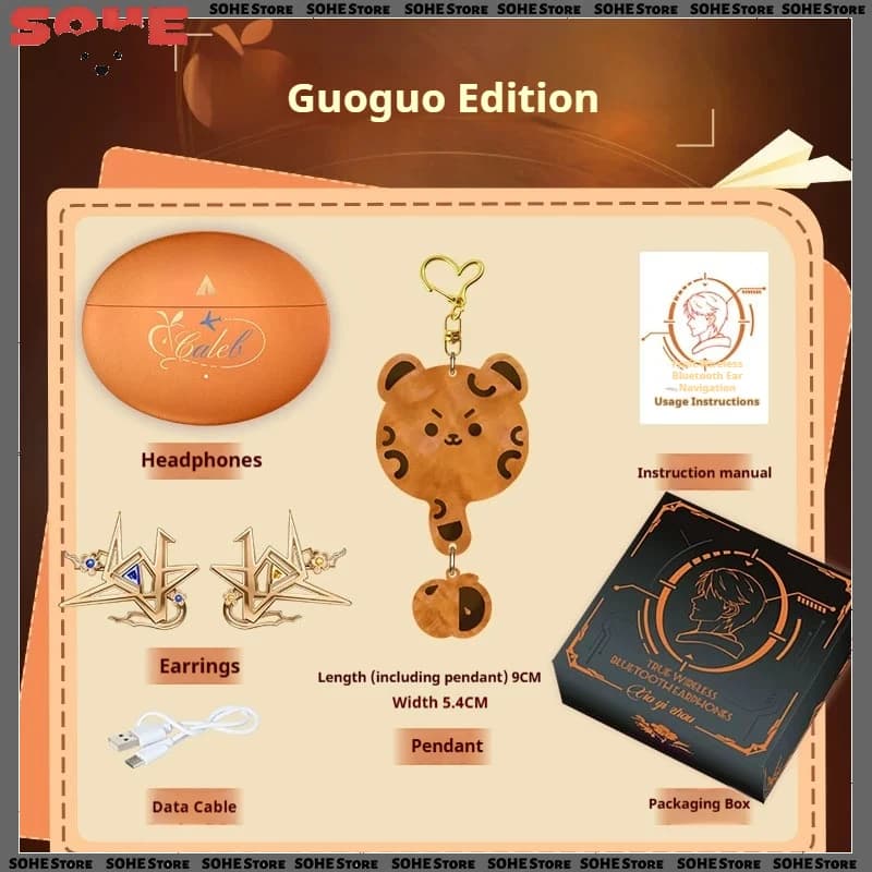 Fanfan Market Zayne Guoguo Clip-On Open-Ear Wireless Bluetooth Earbuds, Love and Deepspace Otome Game Themed Merch Gifts