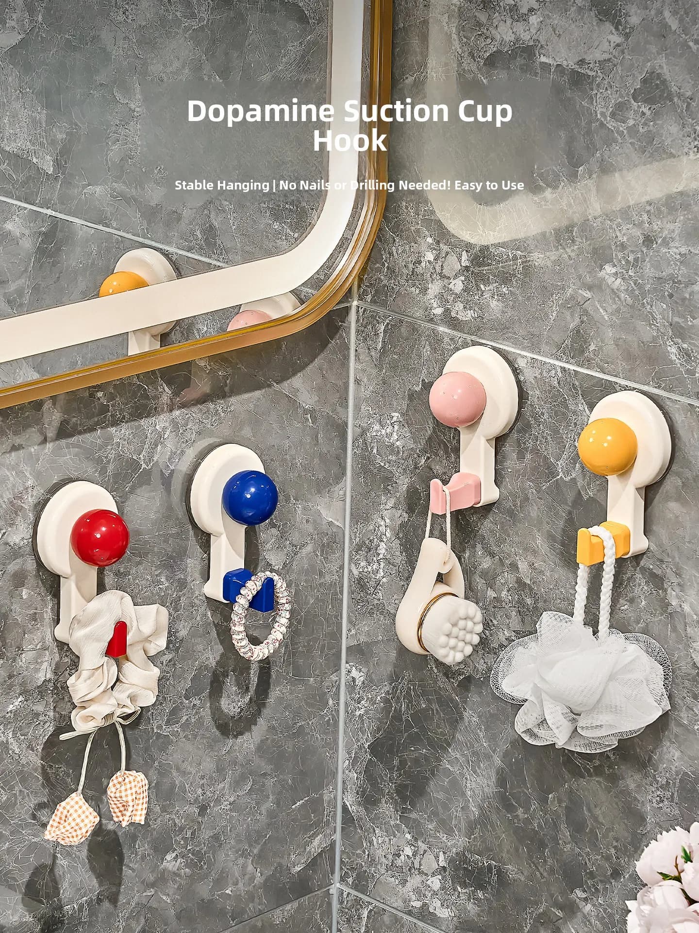 Ganci a ventosa Dopne senza foratura, resistenti, per appendere vestiti, asciugamani, porta del bagno, decorazioni per il bagno
