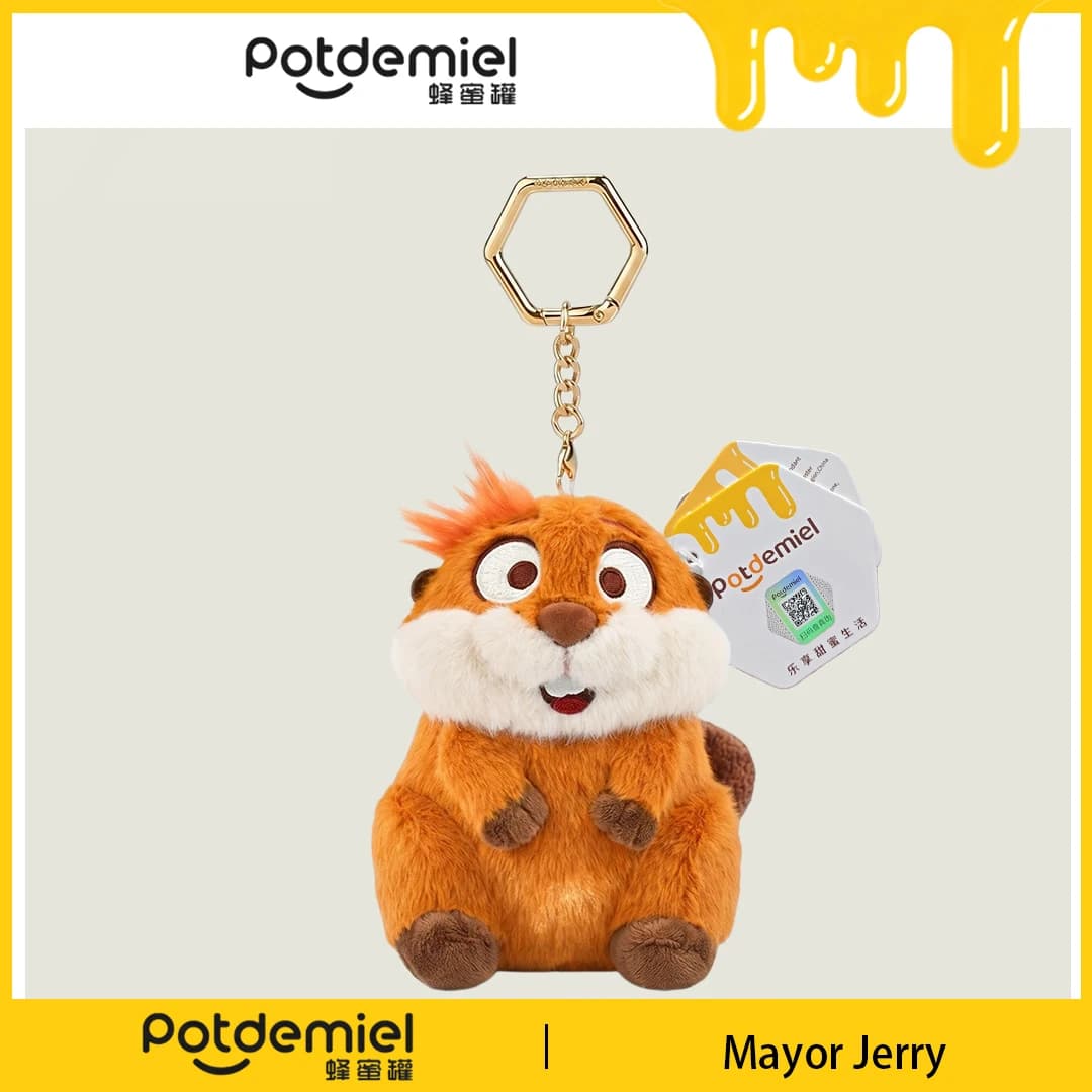 Potdemiel Disney Zootopia Mayor Jerry Stuffed Key Ring Handbag Charm Phone Charm Daily Carry Kid Holiday Gift Collectible Toy