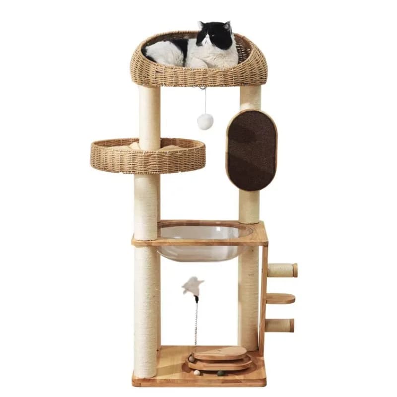 Solid Wood Climbing Frame Cat Nest Tree Integrated Large Cat Rack Eco-Friendly Carton