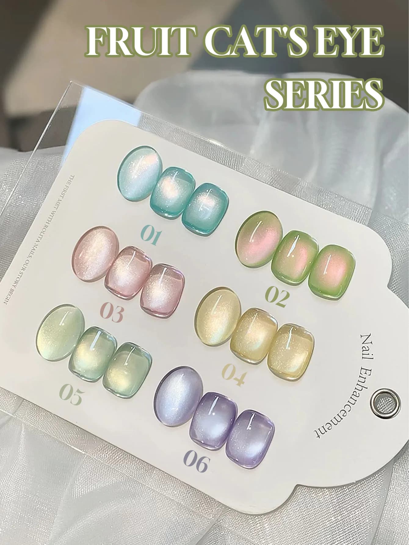 6 Pezzi Nuova Collezione 2026 Regalo di San Valentino, Smalto Gel Effetto Occhio di Gatto Serie Colori Frutta Estiva, Gel per Unghie in Cristallo, Stagionale