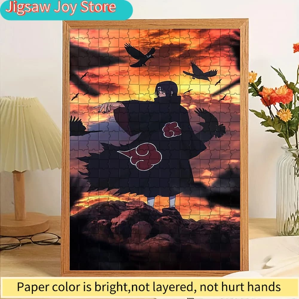 Puzzle in Carta Anime Uchiha Itachi Akatsuki Crow Sunset Art, Puzzle in Carta con Scena del Leggendario Personaggio Ninja, Collezionabile Educativo