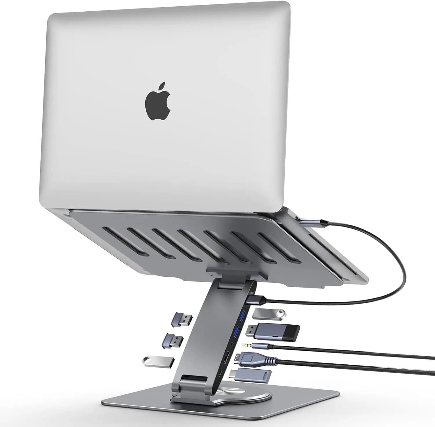 Supporto universale per docking station per laptop con doppio HDMI 4K, hub USB 3.0, 360 ° Girevole per scrivania