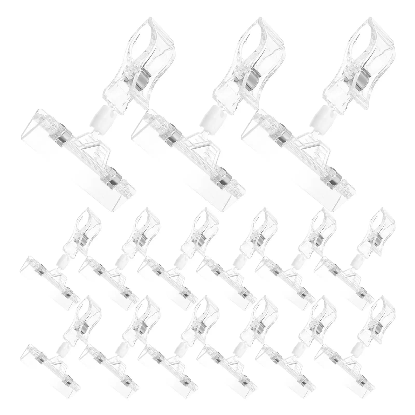 20 Pezzi Clip per Esposizione Prezzi, Portaetichette Regolabili in Plastica per Negozi al Dettaglio, Clip per Cartellini Prezzi