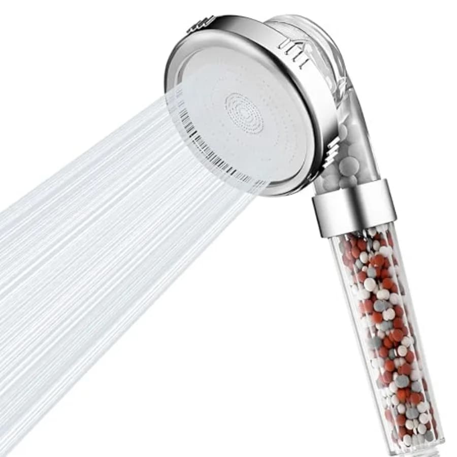 Filtered Handheld Shower Head, High Pressure 3 Spray Settings Showerhead for Saving Water, Water Softener Shower Head with Mine