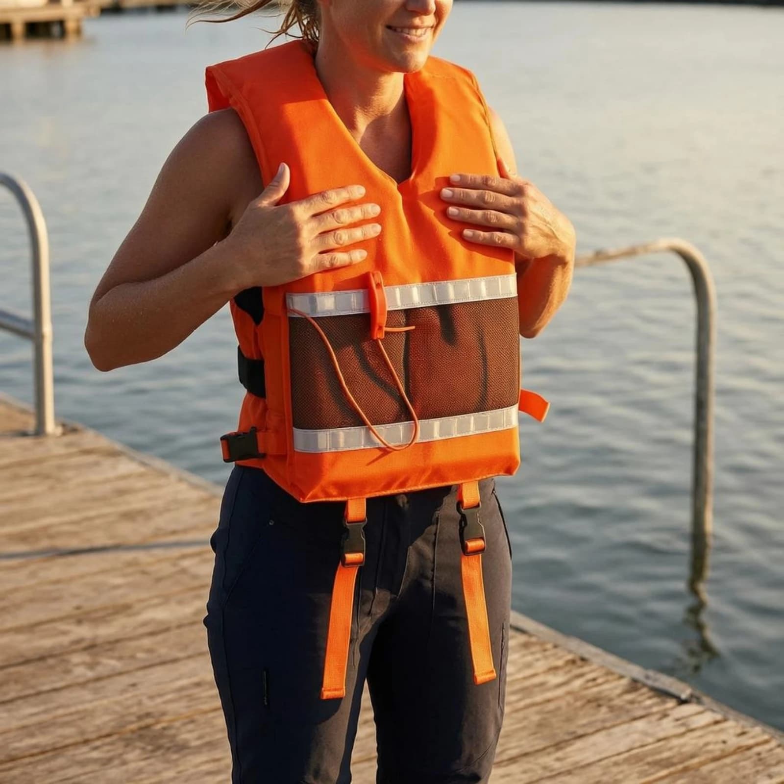 Adult Buoyancy Vest Adjustable Straps Padded Life Jacket Oxford Cloth Life Vest Mesh Pocket Whistle Cord for Adults
