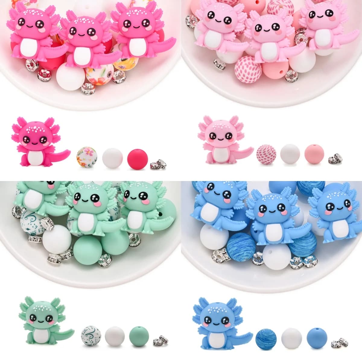 Set di 15 Perline in Silicone a Forma di Animali Cartoon, Perfette per Creazioni Fai-da-Te, Clip per Ciucci, Portachiavi, Accessori per Penne