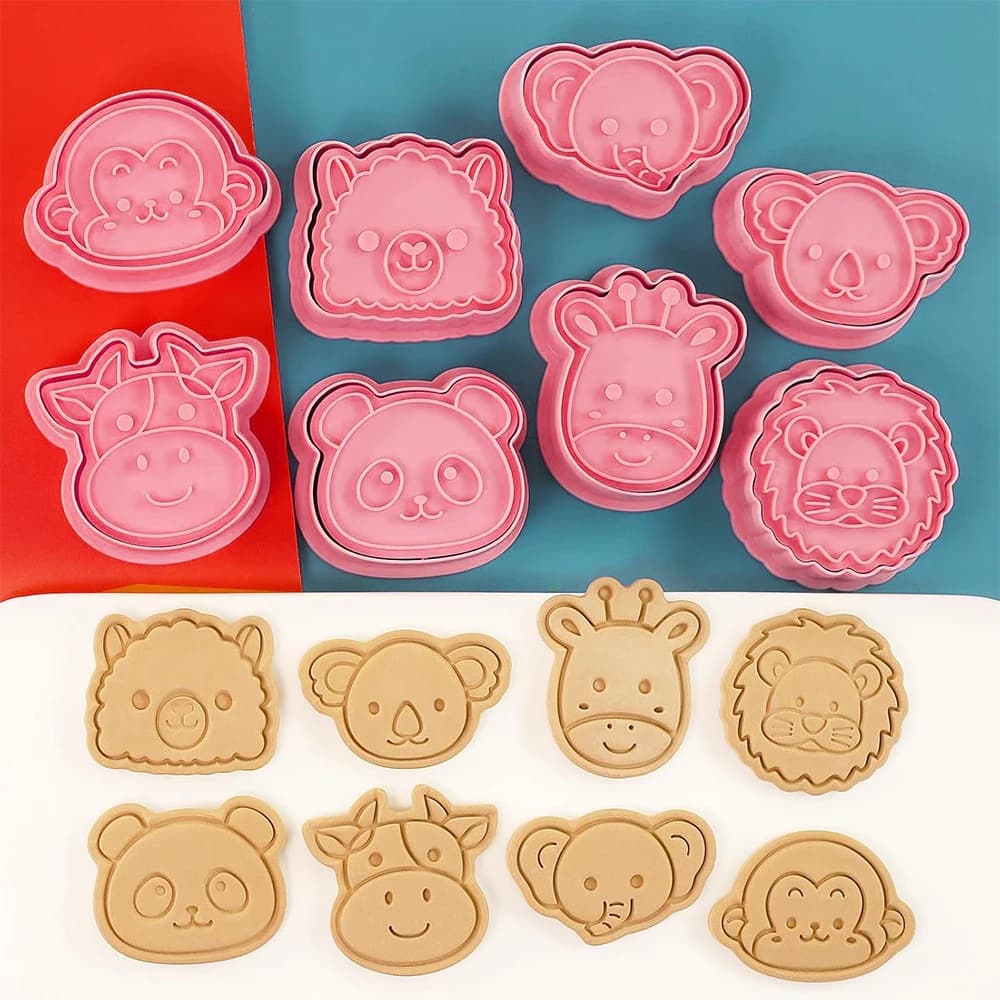 Set di Stampini per Biscotti, Stampi 3D Pressabili con Varie Forme di Cartoni Animati, Stampi in Plastica per Alimenti per Decorare Biscotti