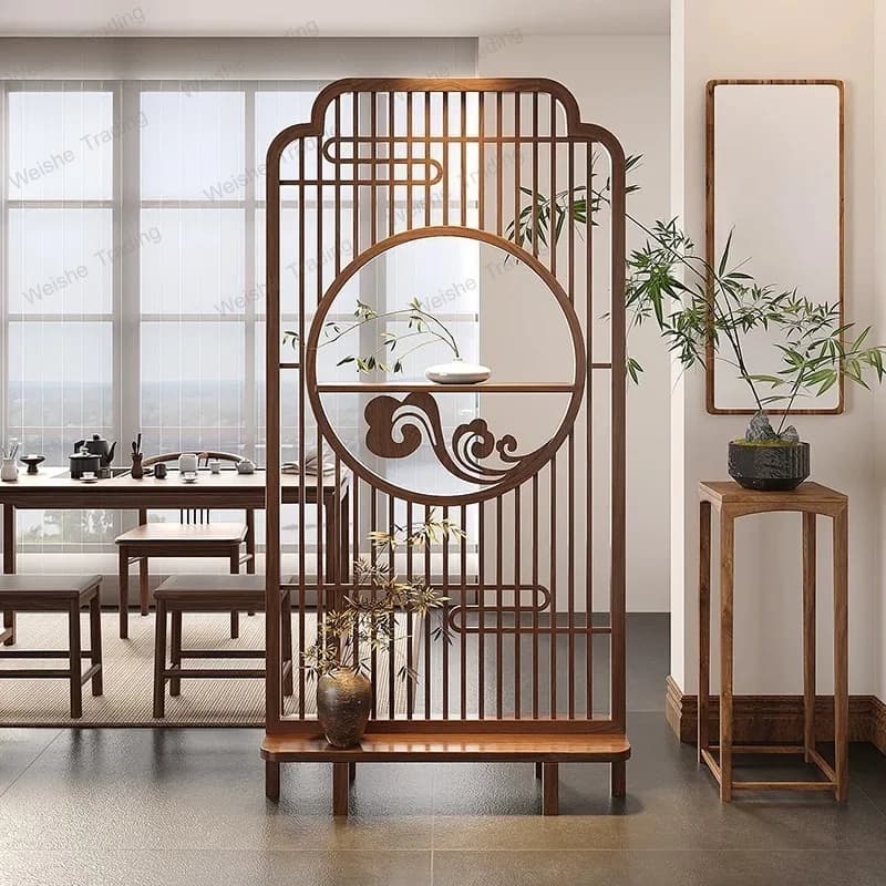 Solid wood screen partition guest restaurant block mobile floor storage floor home seat screen