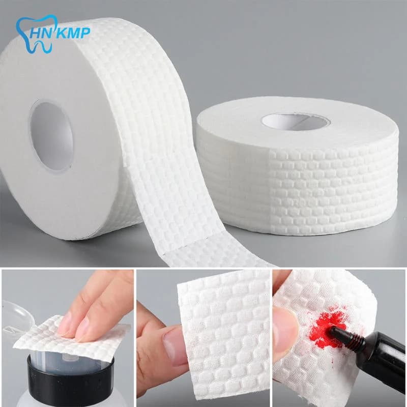 Salviette in Cotone Senza Pelucchi per Unghie, 1 Rotolo per Rimozione Smalto Gel, Tamponi Assorbenti Morbidi per Preparazione Manicure a Casa o in Salone