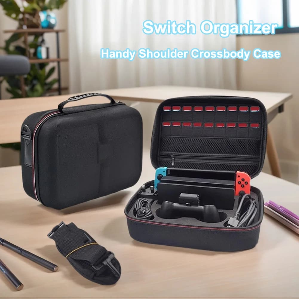Custodia Rigida Antipolvere con Maniglia e Tracolla per Console di Gioco Switch 2 e Accessori Gaming