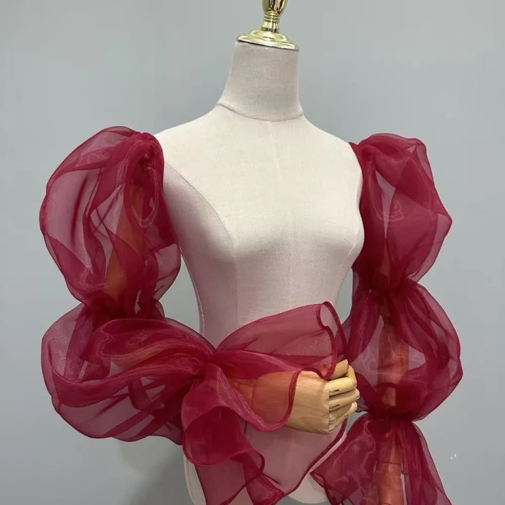 Maniche Decorative Eleganti per Abiti da Sposa, Maniche a Sbuffo per Abiti da Sera, Maniche Staccabili con Fiocco per Spose, Maniche Dolci e Fiabesche