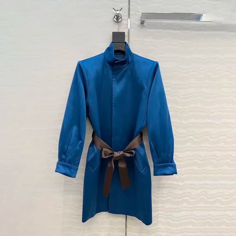 Giacca Vintage da Donna, Cappotto Trench a Collo Alto con Maniche Lunghe, Lunghezza Media, Top con Cintura a Contrasto, 2026, Primavera, Nuova Collezione, Y2