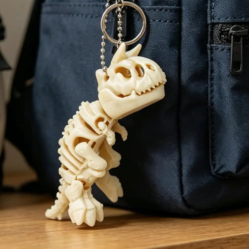 Portachiavi Leggero con Ciondolo Dinosauro Stampato in 3D, Ciondolo Scheletro di Dinosauro Stampato in 3D, Leggero per Zaino e Uso Quotidiano