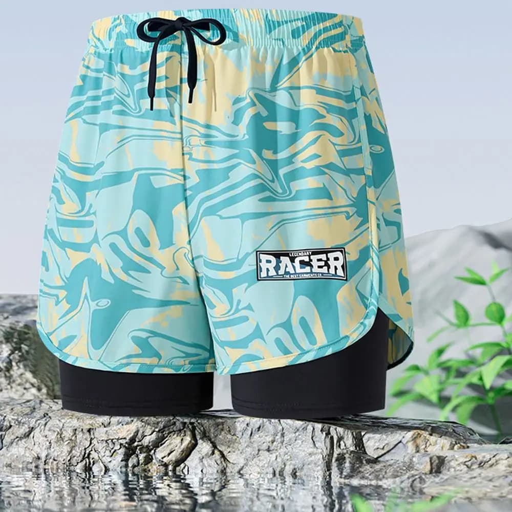 Costume da Bagno Uomo L-5XL, Pantaloncini da Spiaggia Stampati Traspiranti Stile Cinque Punti, Boxer da Nuoto a Doppio Strato per Adulti