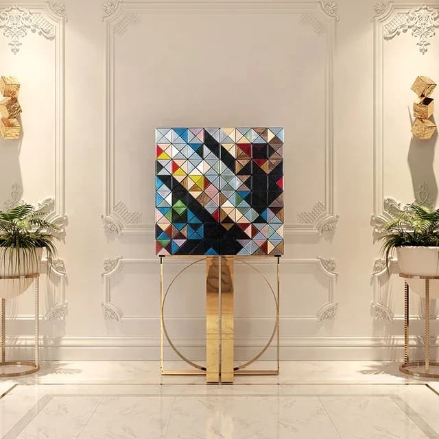 Vetrina in legno per showroom di villa di lusso Vetrina per bicchieri da vino dal design moderno e unico in acciaio inossidabile
