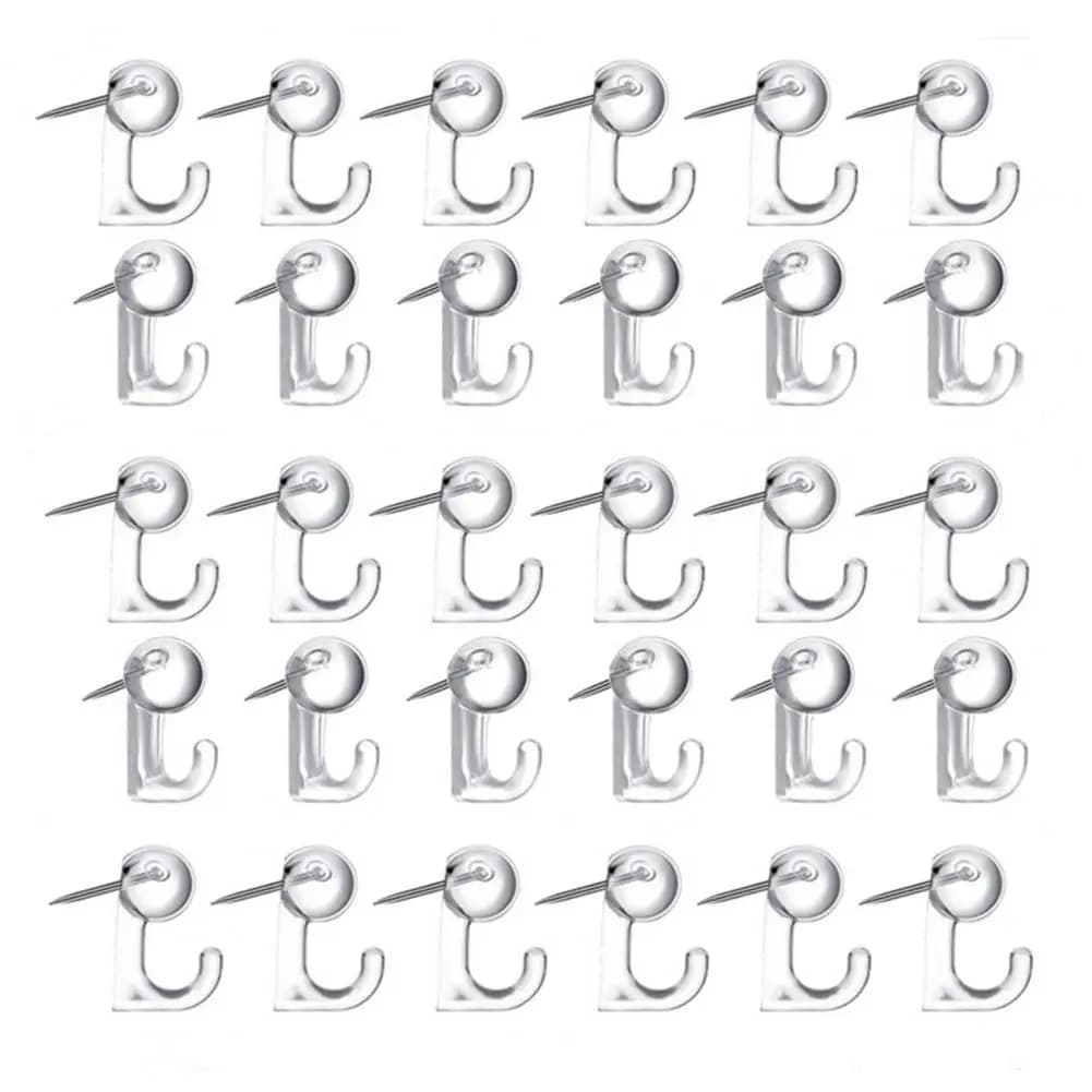 Rust-proof Curtain Hooks Decorative Push Pin Hooks for Cork Bulletin Board Gazebo Curtains Plastic Hooks for Home Office Outdoor