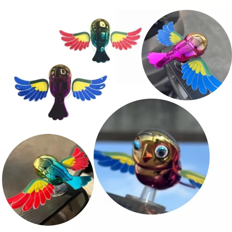 Creative Wind Swing Bird Toy Suction Cup Mount Ornament for Car Moto E‑Bike Delivery Helmet Vehicle Exterior Decor Accessories