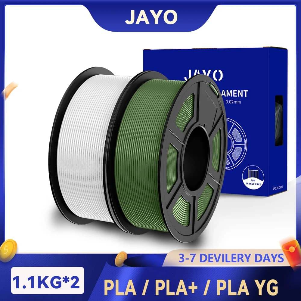 JAYO 2 rotoli di filamento per stampante PLA/PLA opaco/PLA PLUS 1,75 mm +/- 0,02 mm Non tossico e senza bolle Materiale di stampa 3D per stampante 3D