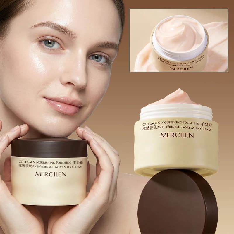 Mercilen Collagen Nourishing Goat Milk Cream 100g, Contains Hyaluronic Acid, Vitamin E, and Plant-Derived Squalane, Which Can Effectively Deeply Moisturize and Hydrate the Skin, Making It Look Younger, Suitable for All Skin Types