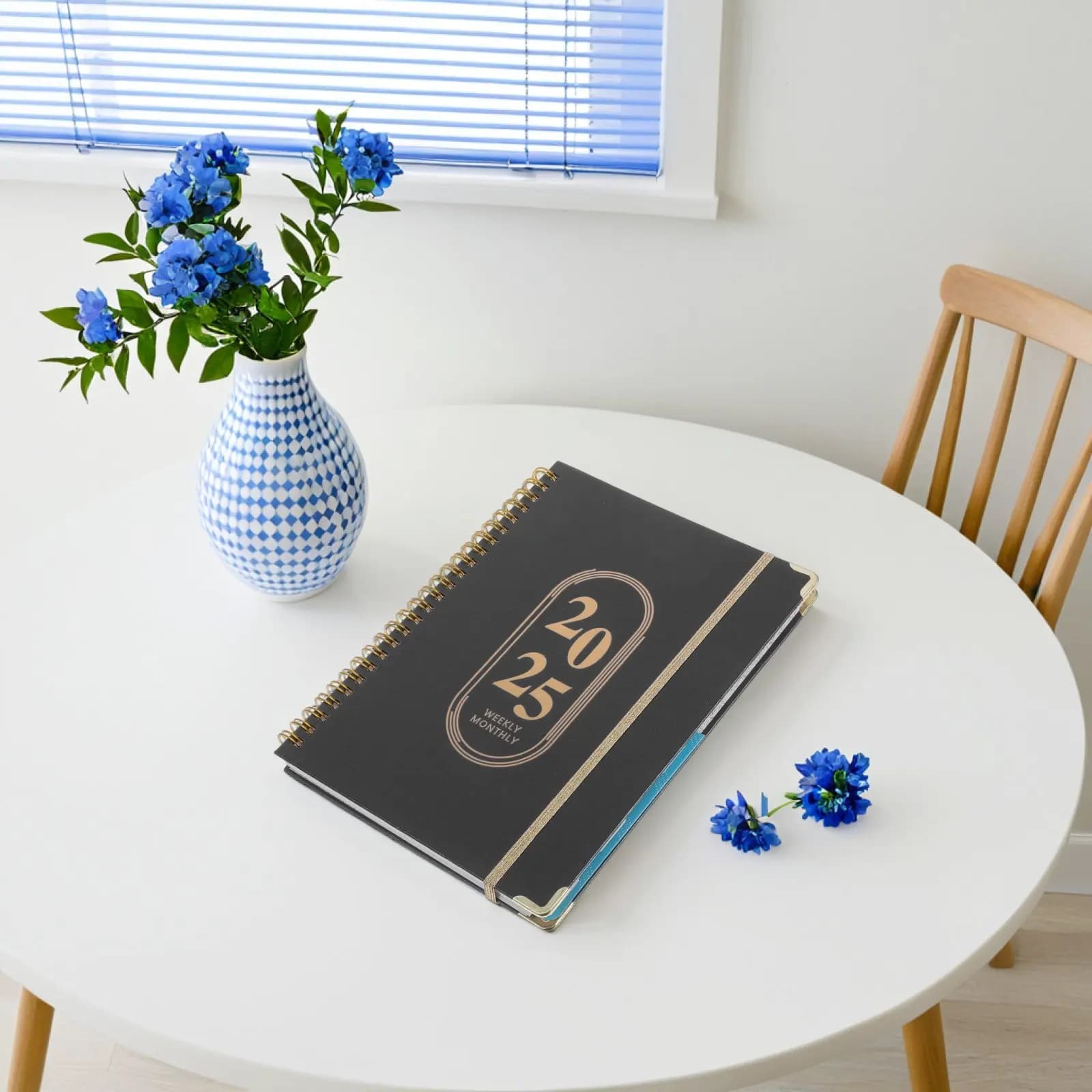 2025 A5 Spiral Planner Book Weekly and Monthly Layout Smooth Writing Paper Elegant Minimalist Design Desk Journal Notebook