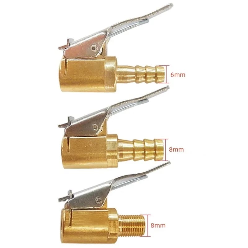 6mm/8mm Accoppiatore rapido per gonfiaggio auto Pneumatico Air Chuck Pompa di gonfiaggio Connettore valvola Adattatore clip-on Per auto Ottone
