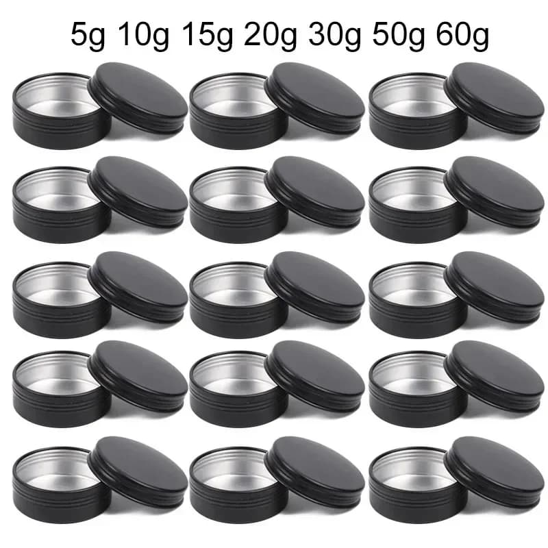 50 black empty candle jars with wholesale lid 5/10/15/20/30/50/60g aluminum tin can jar metal balm for lips container for skin care