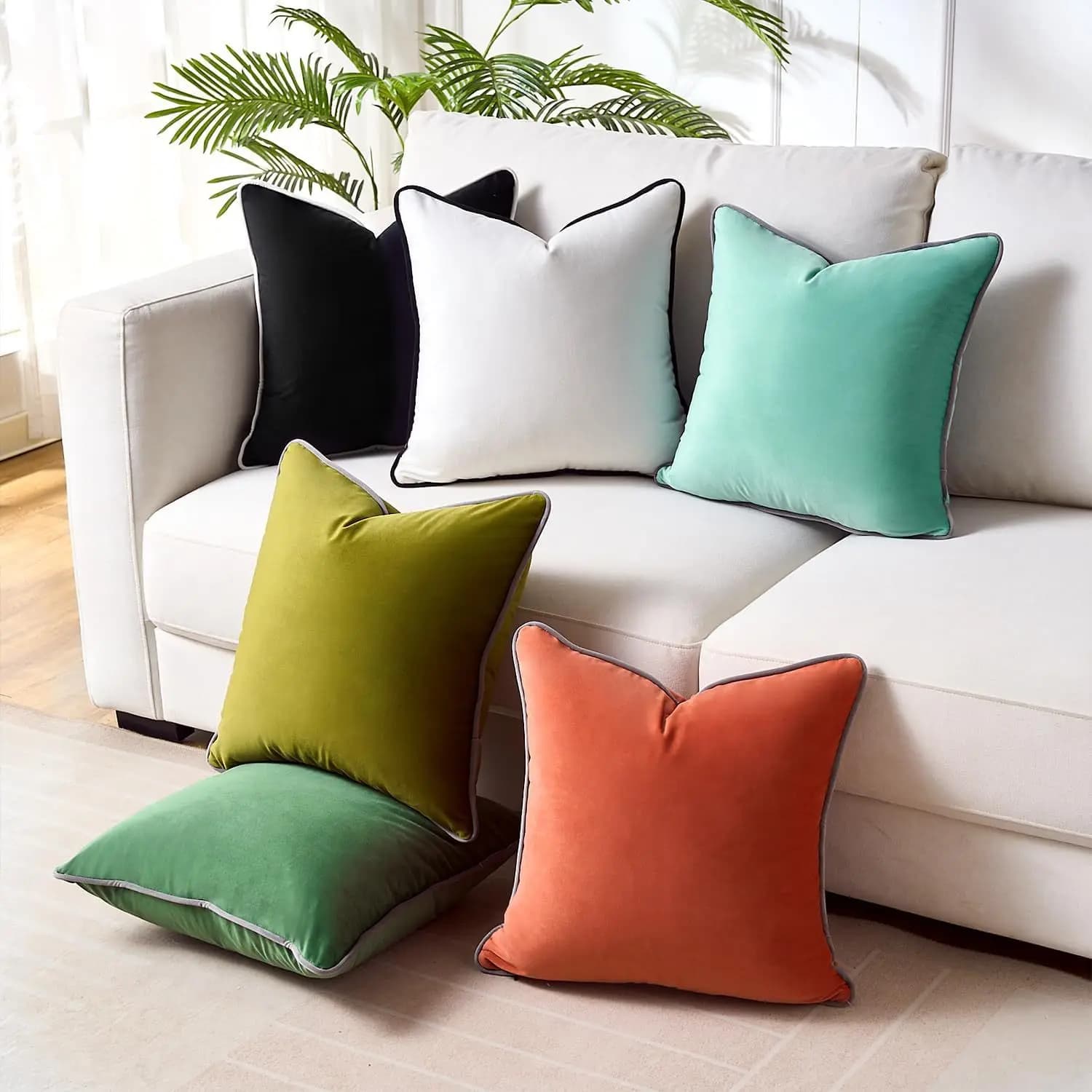 Throw Cushion Cover Stylish and Simple Nordic Style Velvet Rolling Rope Living Room Bedroom Sofa Comfortable Pillow Case Cover