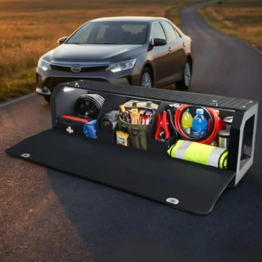 Organizzatori per Bagagliaio con Luce per Toyota Camry 1992-2025, Contenitore Impermeabile per Auto con Coperchio, Organizzatore Resistente per Carico nel Bagagliaio