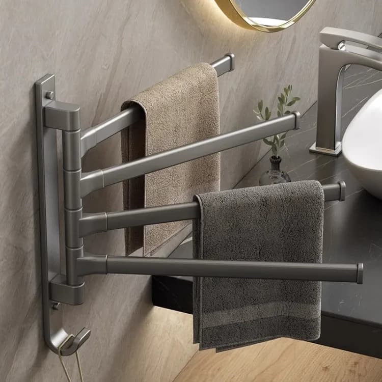 Rotating Towel Bar No Punching Toilet Active Storage Bath Towel Rack Wall-mounted Bathroom Corner Towel Hanger