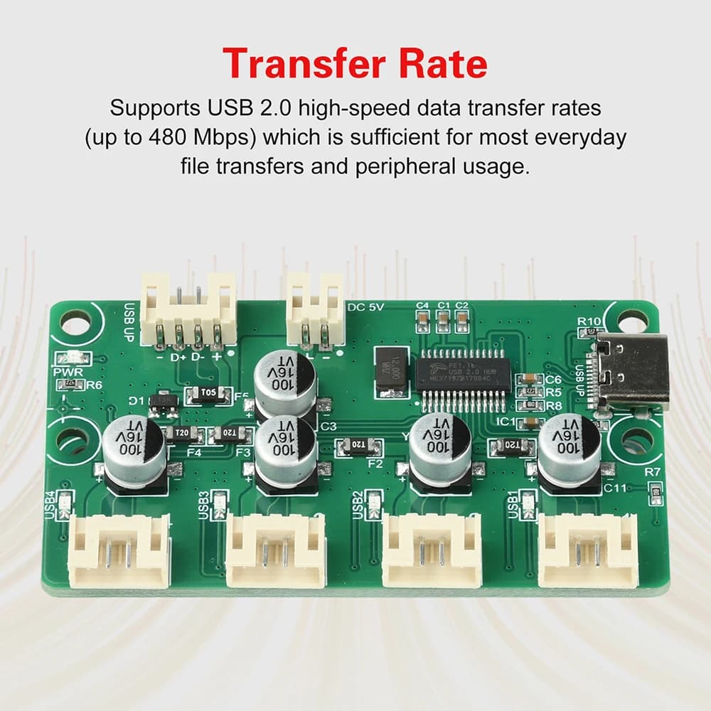 Module HUB XH2.54/PH2.0 DC 5V 1 to 4 USB ports 2.0 to Connect Keyboard, Mouse, USB flash drive, Printer, Webcam