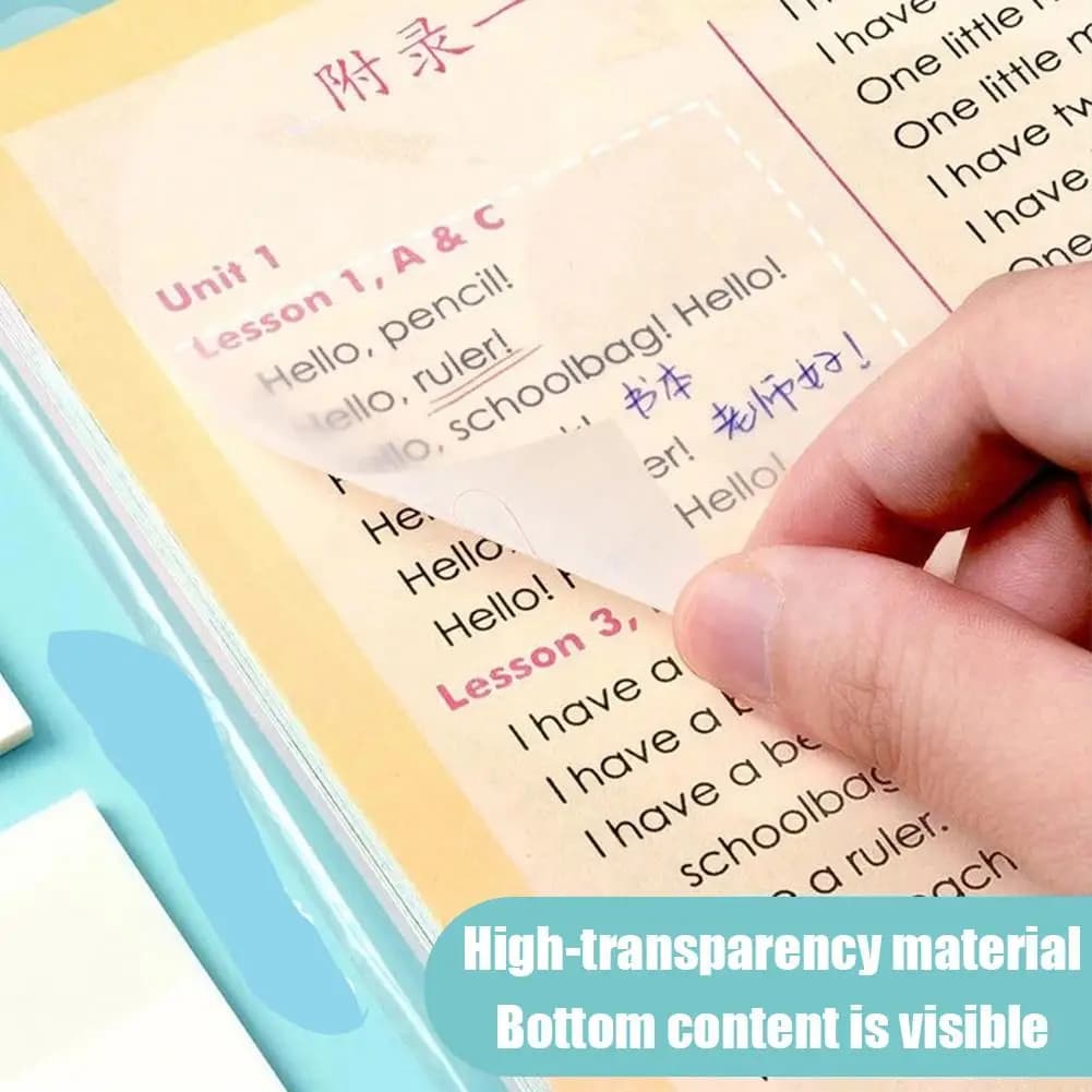 50Sheets Transparent Sticky Notes Scrapes Stickers Note Pads Waterproof Self-Adhesive Memo Notepad School Office Supplies