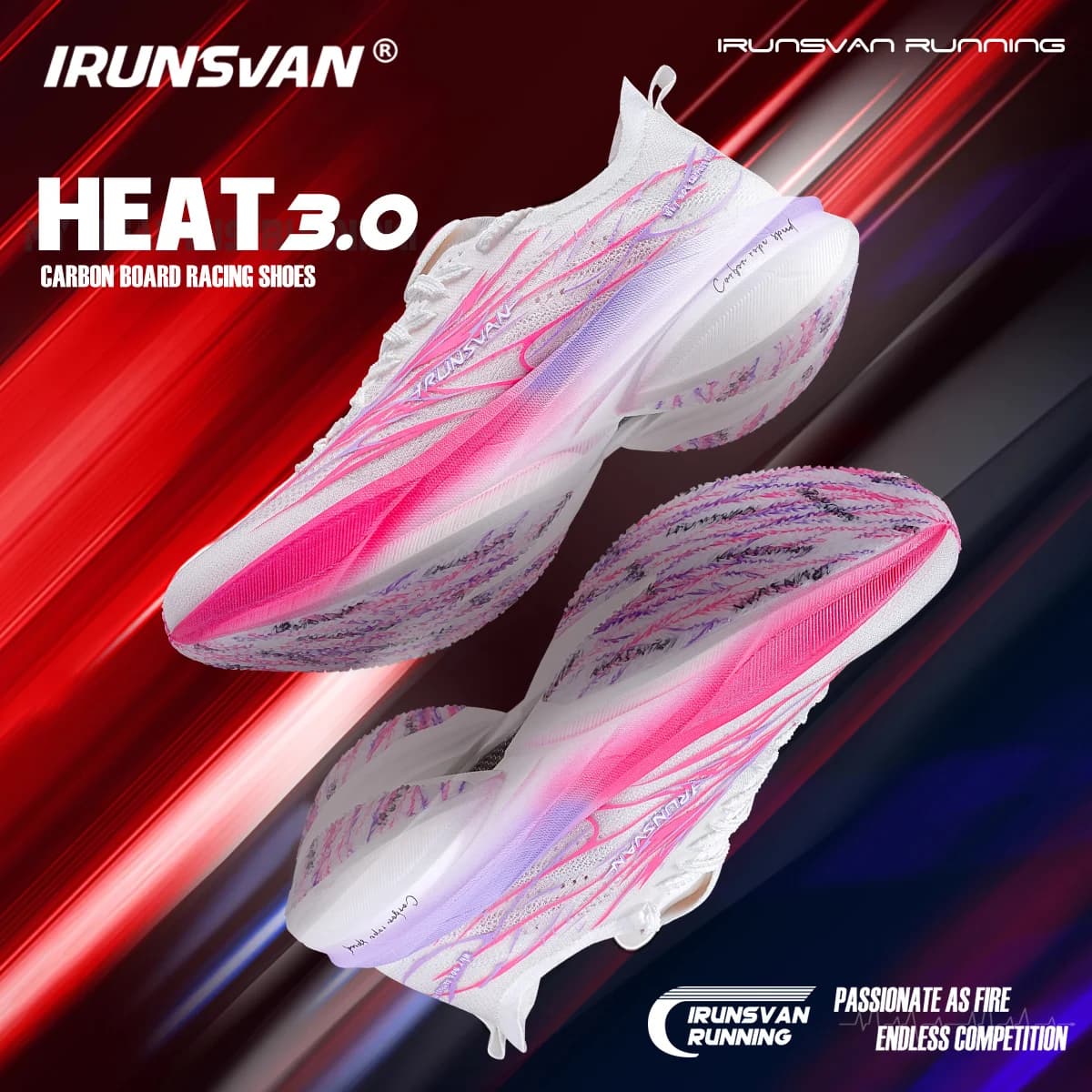 IRUNSVAN HotFire 3.0 Scarpe da corsa Piastra in carbonio rinforzato con palmo completo Assorbimento degli urti Trazione stabile Prestazioni resistenti all'usura