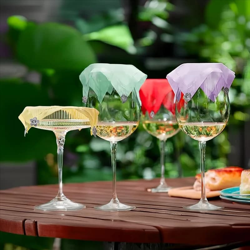 【Regalo perfetto!】Copri per bicchieri da vino multicolori, coperture per esterni ponderate e traspiranti, set da 4 per mantenere gli insetti fuori
