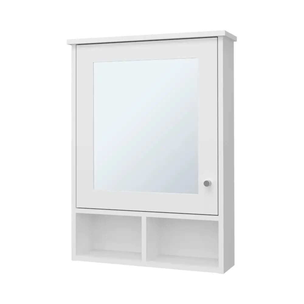 White cabinet with door and mirror wall-mounted storage cabinet, bathroom cabinet