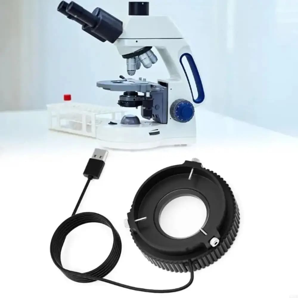 White LED Light for Microscope, Adjustable Lower Lighting, USB Powered Microscope Lamp, Microscope Ring Light