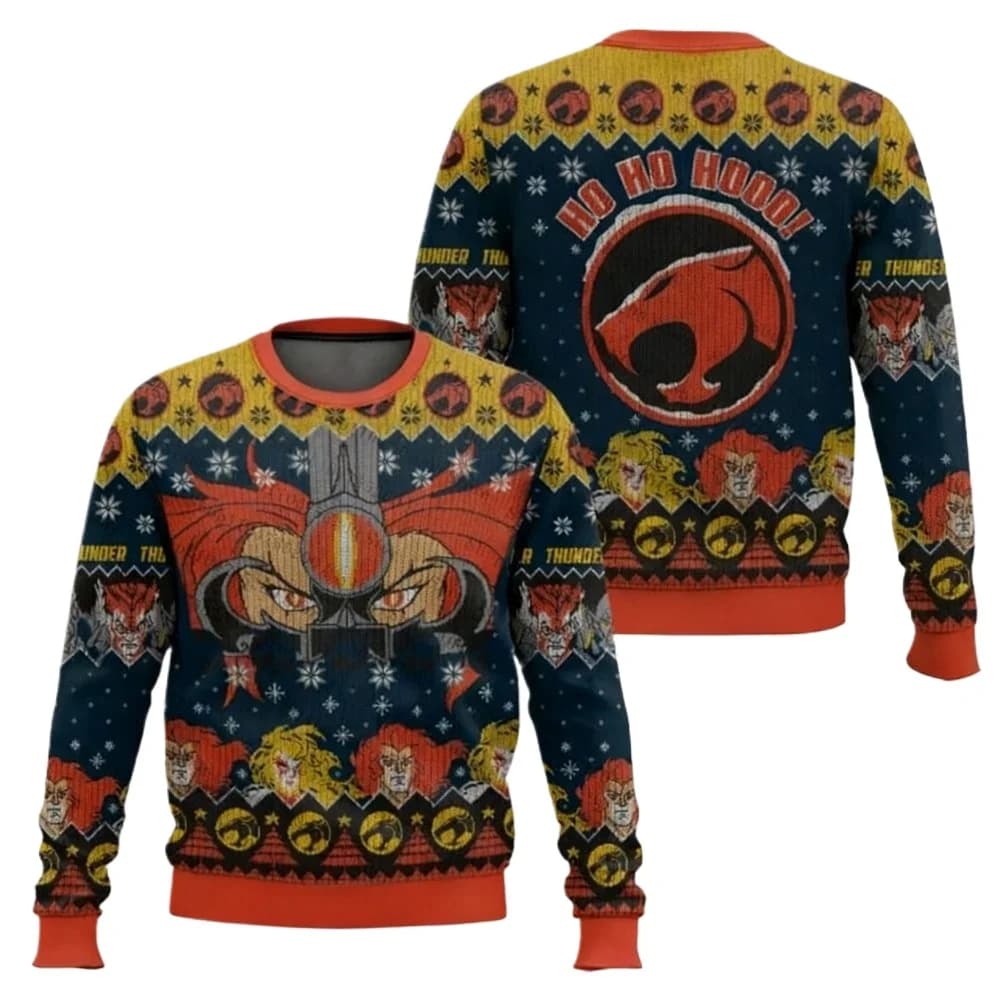 Red Thundercats Holiday Sweater Ugly Christmas Unisex Sweater Sweatshirt Family Gifts Pullover Men Women Long Sleeved T-shirt