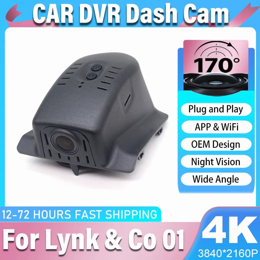 Per Lynk & Co 01 2017-2026: Telecamera da cruscotto anteriore e posteriore Plug & Play, Registratore DVR per auto con WIFI