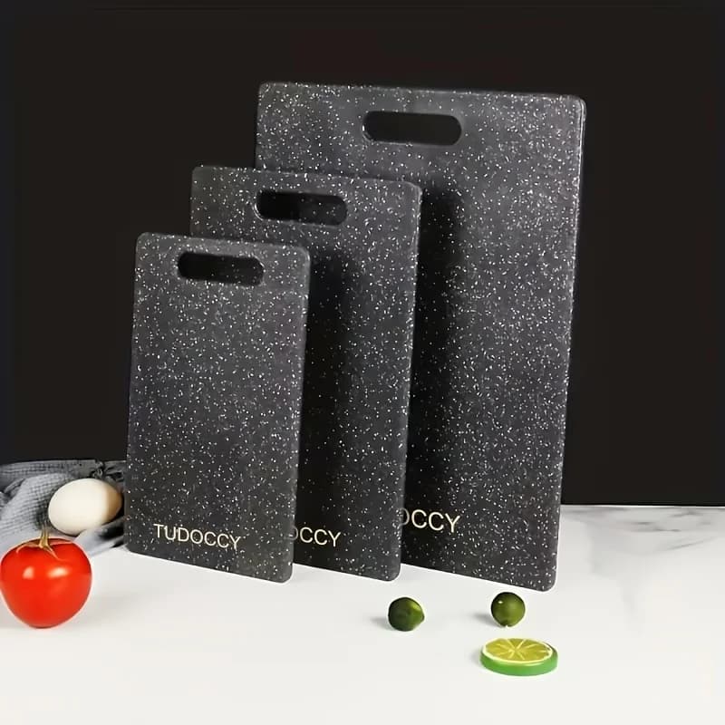 3pcs/SET Kitchen Chopping Board, Two -color Large, Medium, Small -sized 3 -piece Set Of Cutting Board, Excluding BPA Cutting Board, Plastic Cutting Board With Easy Shaking Handle, Non -porous Meat Cutting Board