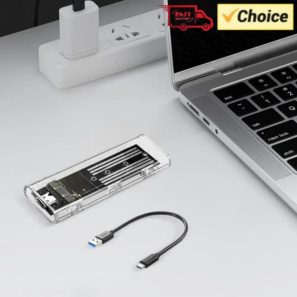 M.2 NGFF SATA Type C 3.1 Transparent External SSD Case 10Gbps Hard Disk Case External SSD Adapter for 2230/2242/2260/2280