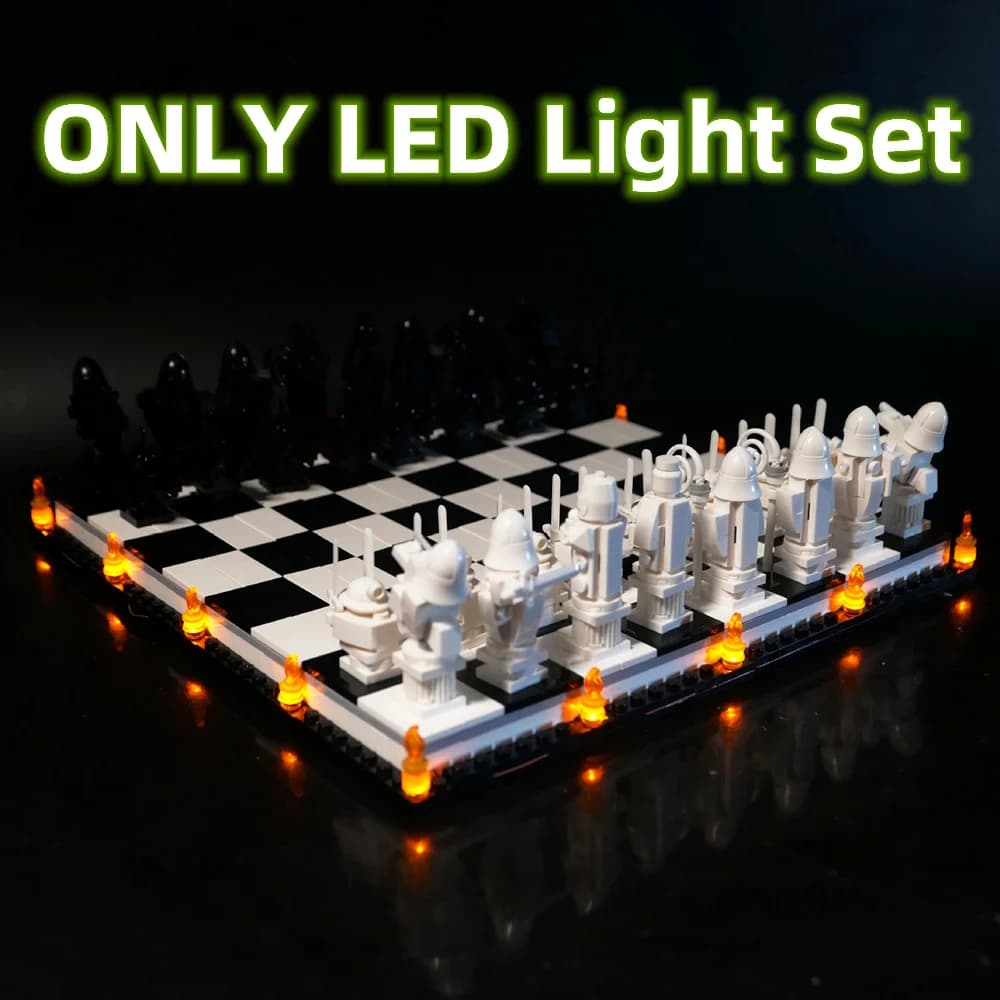 Disponibile Set di luci a LED RC per scacchi da mago compatibile con l'accessorio LEGO 76392 Movie Building Blocks