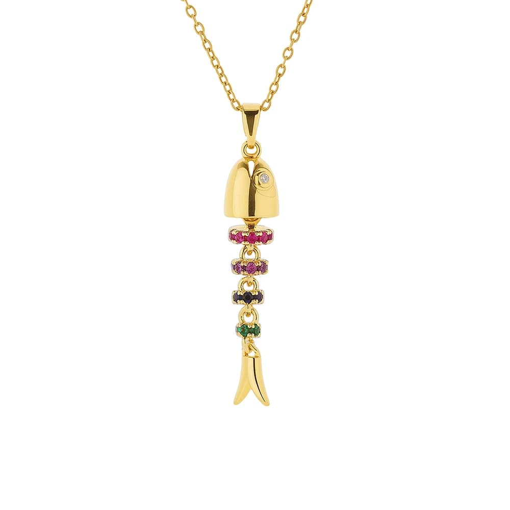 Collana da donna alla moda con pesci al litio, regalo di gioielli di nicchia con temperamento in acciaio inossidabile di fascia alta di lusso leggero